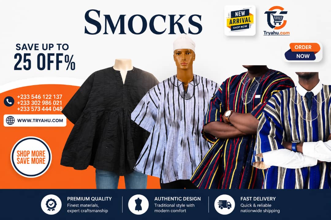 Shop Authentic Ghanaian Handmade Smock For Sale Online | Tryahu -Affordable Smock Prices